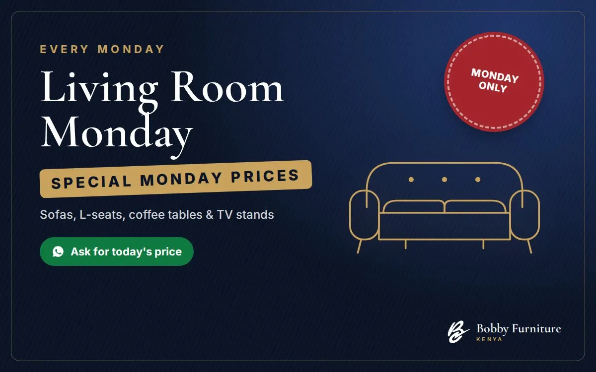 Living Room Monday offer — special Monday prices on sofas, L-seats, coffee tables and TV stands