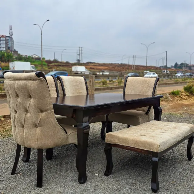 6 Seater Vintage Brown Dining Set