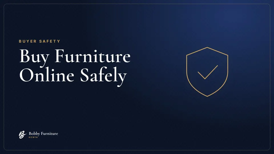 Line drawing of a shield and sofa on a navy background