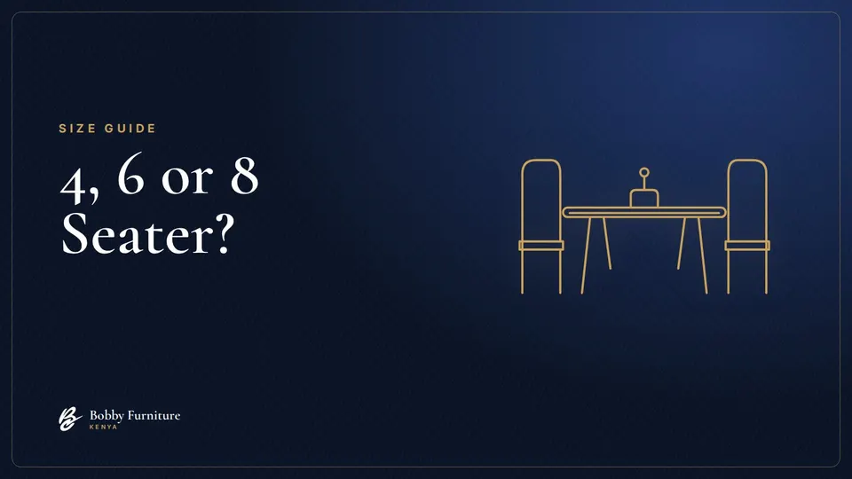Line drawing of a dining table and chairs on a navy background